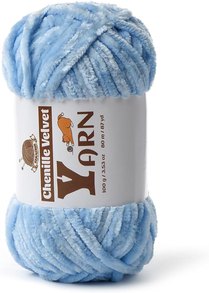 Chenille Crochet Azure Yarn 1 Pack