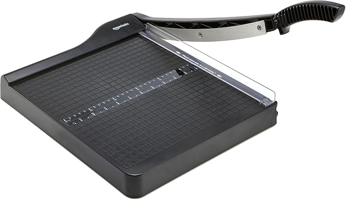 Amazon Basics Paper Trimmer Cutter for Office and Crafts, Heavy-Duty, Portable Guillotine Paper Cutter with Blade Lock, 12-Inch, 10-Sheet Cardstock, Photos