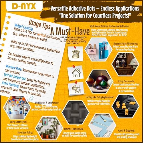 Double Sided Tape Sticky Dot Stickers 280, 350, 450, 550 or 700 Pack Removable Putty No Trace Clear Sticky Tack Waterproof Small Stickers for Festival Decoration Picture (550 Sticky Dots)