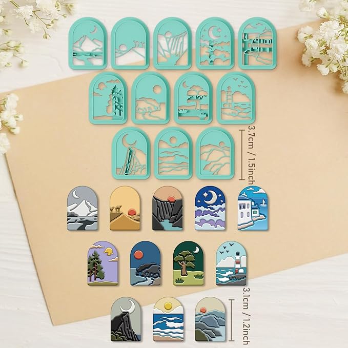 ORIGACH 12 Pcs Mountain Landscape Polymer Clay Cutters Set