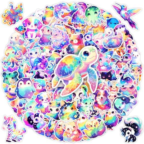100 Pcs Cute Rainbow Animal Stickers Pack for Kids Girls Teens