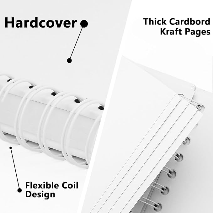 Scrapbook Photo Album DIY 10x10 Inch Thick Kraft 40 Pages White
