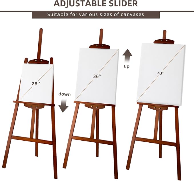 Adjustable Walnut Pine Wooden Painting Easel, Art Easel Stand