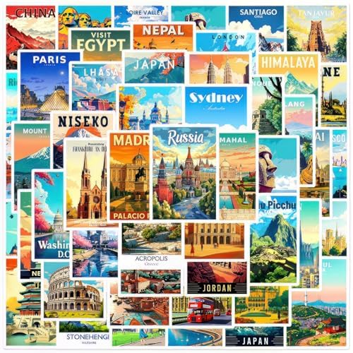 50Pcs World Landmark Travel Stickers Set