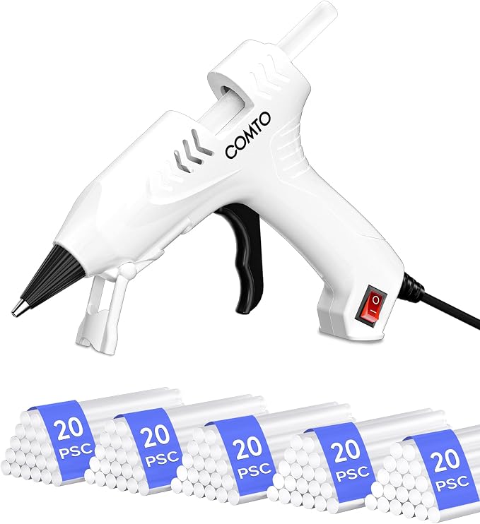 Mini Hot Glue Gun with 100 Glue Sticks, White
