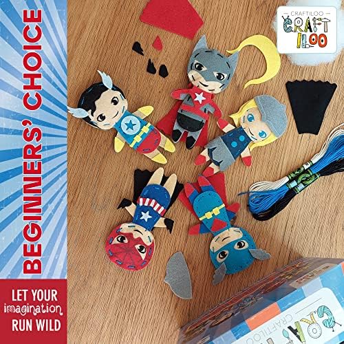 Superhero Sewing Kit for Little Kids - 5 Easy Felt Beginner Projects