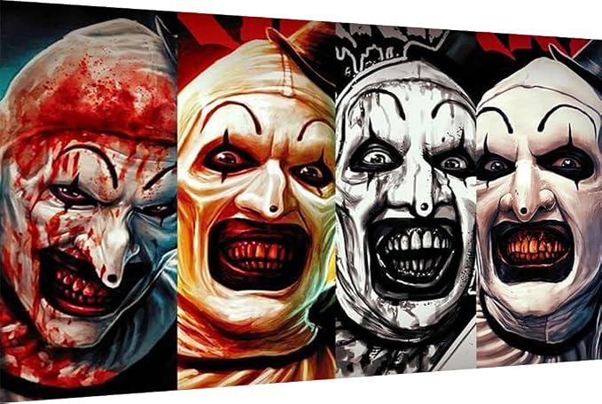 MBNTJHT Halloween Paint by Numbers Kit for Adults Beginners,Horror Clown Paint by Number Kits on Canvas Without Framed,DIY Digital Oil Painting Art Kits for Home Wall Decor 16X24 Inch.