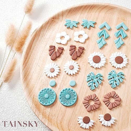 TAINSKY Polymer Clay Cutters, Floral Clay Cutters for Polymer Clay Jewelry, 13 Shapes Flower Clay Earrings Cutters