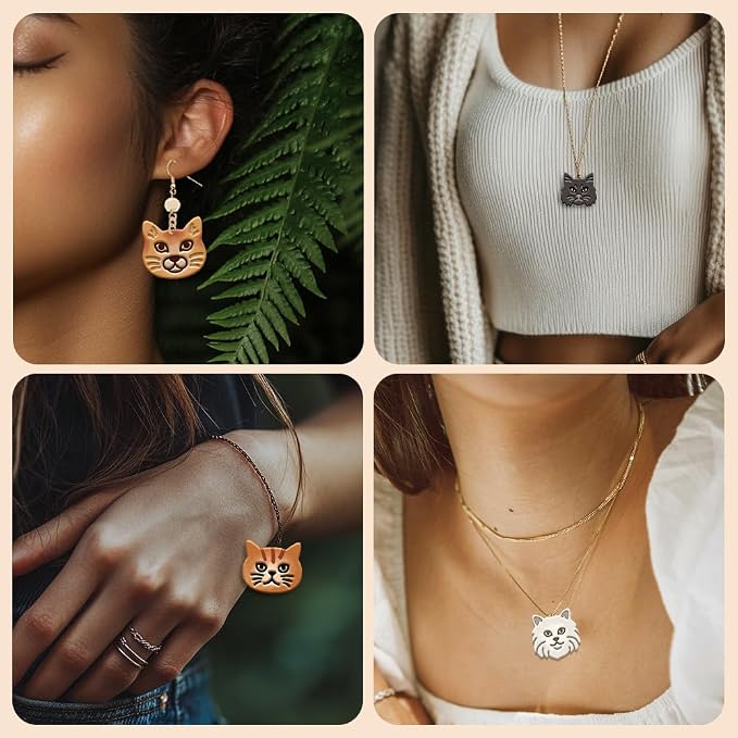 ORIGACH 20 Pcs Small Stud Cute Cat Polymer Clay Cutters Set