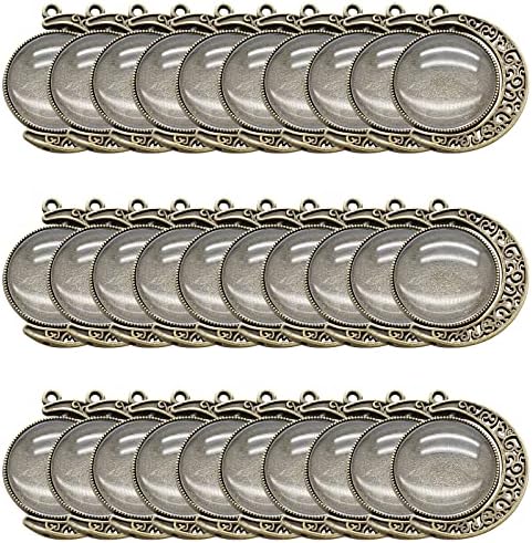 Moon Rotation Double Side Pendant Trays, Bronze, 30Pcs 10Sets