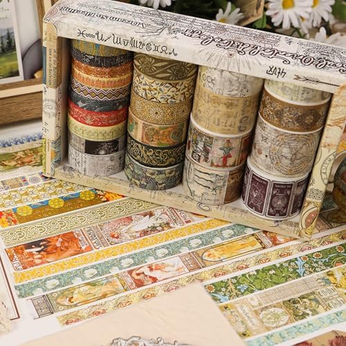 Vintage Washi Tape Set - 24 Rolls Arts Adhesive Tapes Assorted Retro Decorative Masking Tape Sets for Craft, Kids, Scrapbook, DIY, Gift Wrapping (12-Mystic Tarot)