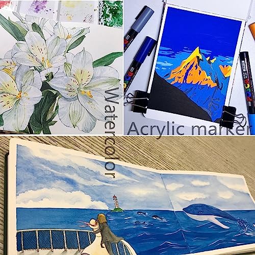 Handmade Watercolor Journal, 7.6x5.3'', 140lb/300gsm, Cold Press, 20 Sheets/40 Pages,Sketchbook,Travel Notebook, Suit for Watercolor/Pen Light Color/Gouache/Acrylic/Sketching