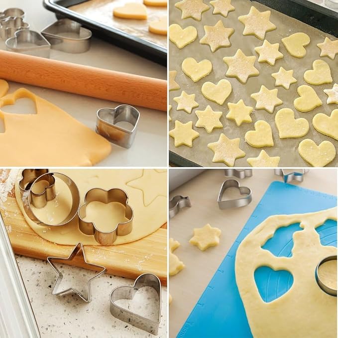 YomiFamily 30Pcs Mini Cookie Cutter Set with Box, 3 Sizes Per Shape | Stainless Steel, Tiny Polymer Clay Cutters, Small Geometric Biscuit Mold Set, Safe for Kids