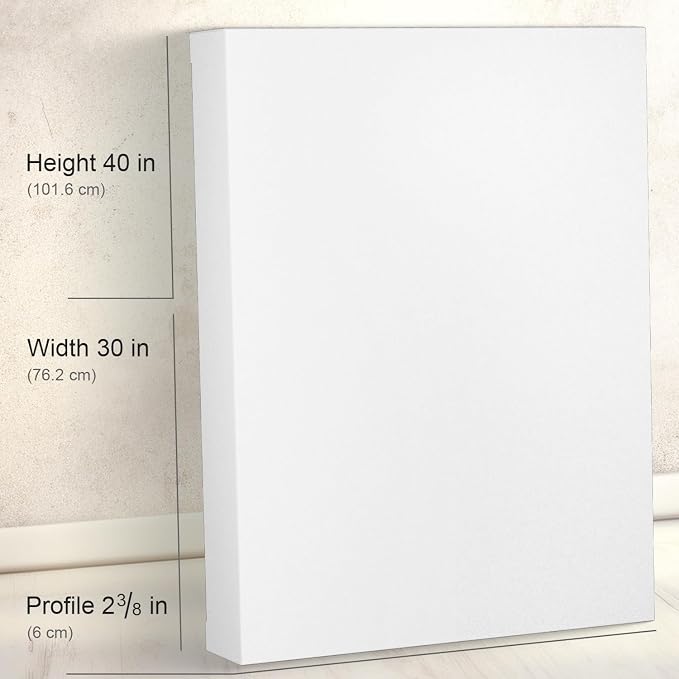 PHOENIX 30x40 Inch Museum Canvas - 2 3/8 Inch Thick Porfile Deep Large Stretched Canvas for Painting 1 Pack 100% Cotton 11 Oz. Gesso Primed White Blank Professional Canvas Oil & Acrylic Paints