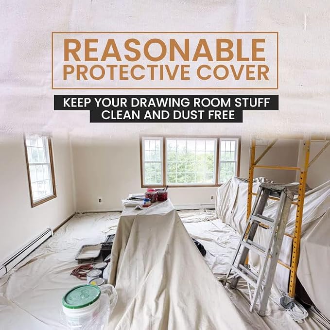 Canvas Drop Cloth for Painting (Size 4 x 5 Feet - Pack of 2) - Pure Cotton Painters Drop Cloth for Painting, Furniture & Floor Protection - All Purpose Thick Canvas tarp with Double Stitched Edges