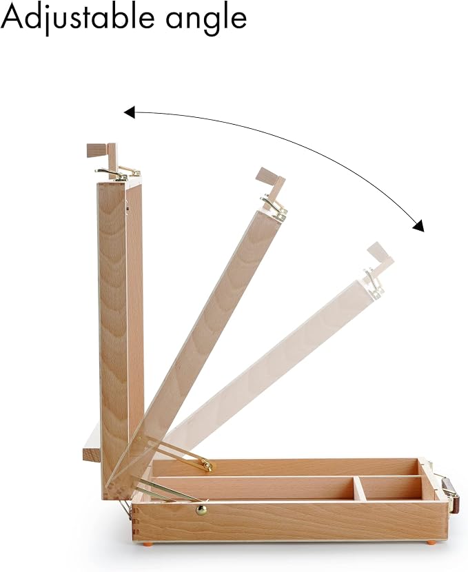 ARTIFY Adjustable Beechwood Tabletop Painting Easel, Wooden Sketch Box Easel, Desktop Artist Easel for Drawing (Easel Box)