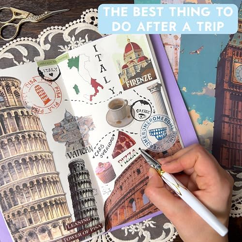 Travel Stickers for Scrapbooking & Journaling - Travel Scrapbook Supplies | 300+ Vintage Washi Stickers for Journaling, 20 Scrapbook Papers, FAYWARE Ephemera for Junk Journals