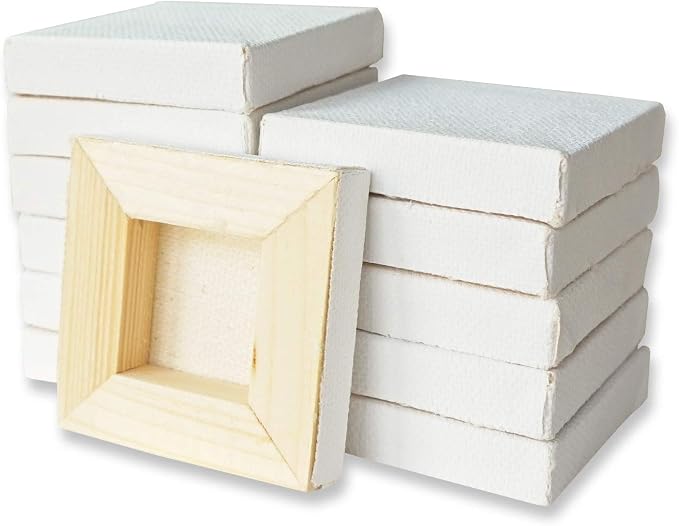 LWR CRAFTS Mini Stretched Canvas 2" X 2" Pack of 12