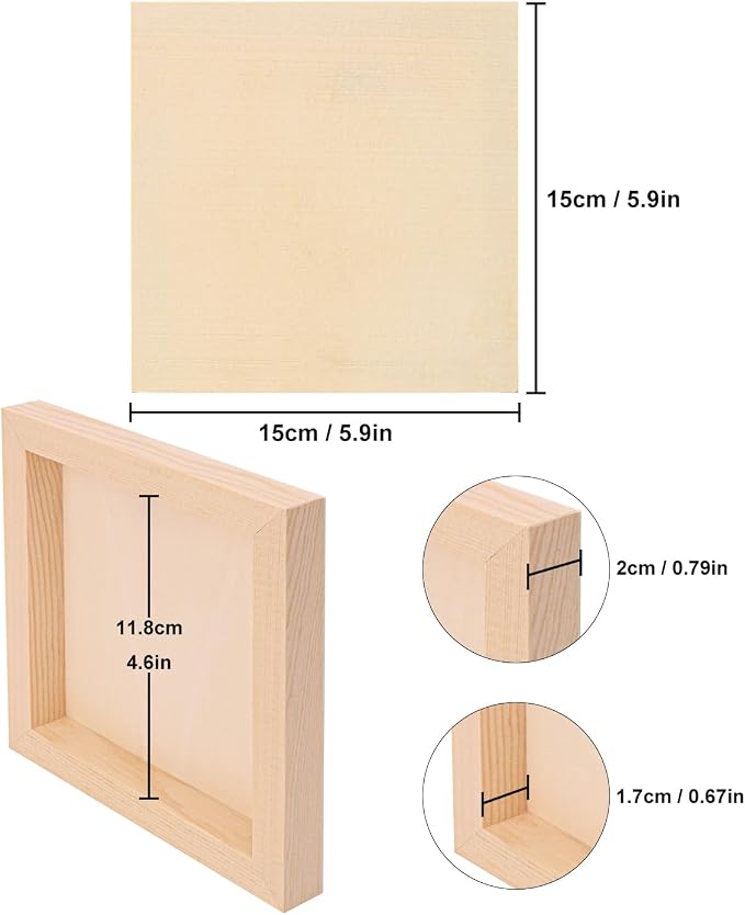 30 Pack Unfinished Wood Canvas Boards for Painting, 6 x 6 Inch Square Wooden Panels, Wood Panels Boards for Crafts and Painting, DIY Handicrafts, Home Decoration（Thickness 0.98 Inch）