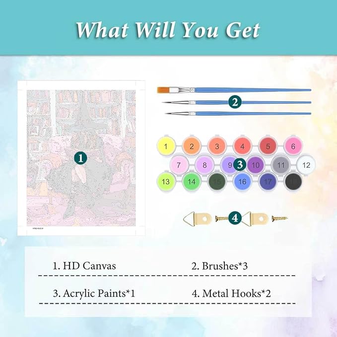 mrpwnle Paint by Numbers Kit for Adults Halloween Witch Paint by Numbers | Halloween Witch Book Paint By Number for Adults, DIY Easy Adult Paint By Number Kits for Home Wall Decor Gift 16x20 Inch