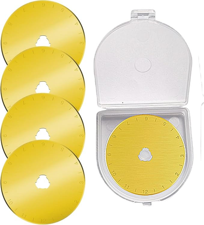 45mm Rotary Cutter Blades 5-Pack Titanium Replacement Blades Fits Fiskars, OLFA,Martelli,Dremel,Truecut,DAFA for Quilting Scrapbooking Sewing Arts & Crafts Sharp and Durable Cutter Blade