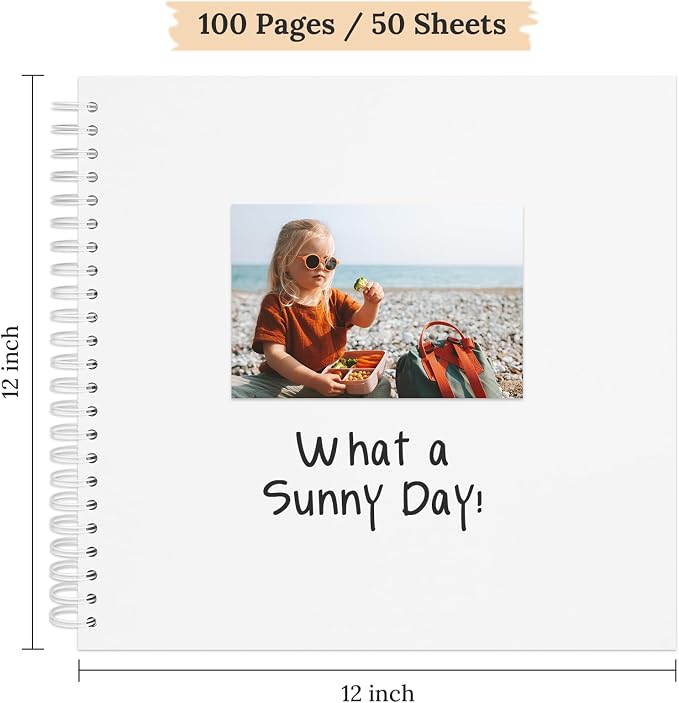 Scrapbook Photo Album 12"x12" 50 Sheets 100 Pages Hardcover Kraft Paper