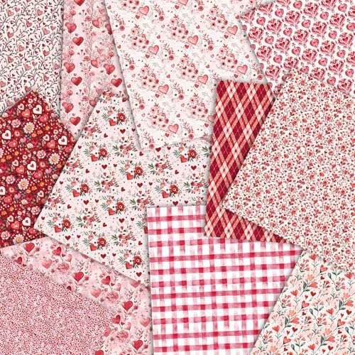 6in Red Flowers Scrapbook Paper Pad - 24 Sheets Double Sided Valentine Aesthetic Patterns for Photos Album Journals Decoupage Card Making DIY Crafts Anniversary Gifts Wrapping Material