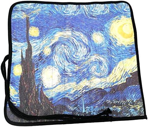 Funny live Paint Brush Holder Art Supplies, Artist Brush Holder & Storage Organizer Roll-Up Case Bag, Protect Acrylic Oil Watercolor Paintbrushes (Starry Night 20 Slot Pockets)