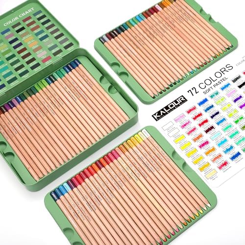 KALOUR Pro Pastel Chalk Colored Pencils,Set of 72 Colors,Color Charcoal Pencils for Drawing Sketching Coloring Shading,Art Supplies for Adults Artists