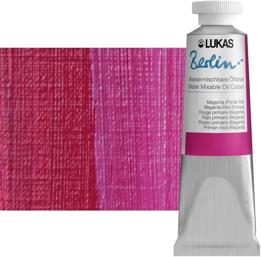 Lukas Berlin Pro Artists Water Mixable Oil Paint 37 ml Tube Magenta Red (Primary), Water Soluble, Lightfast Pigments, Quick Drying, Easy Clean-Up, Eco-Friendly, Professional Quality, 40 Color Range