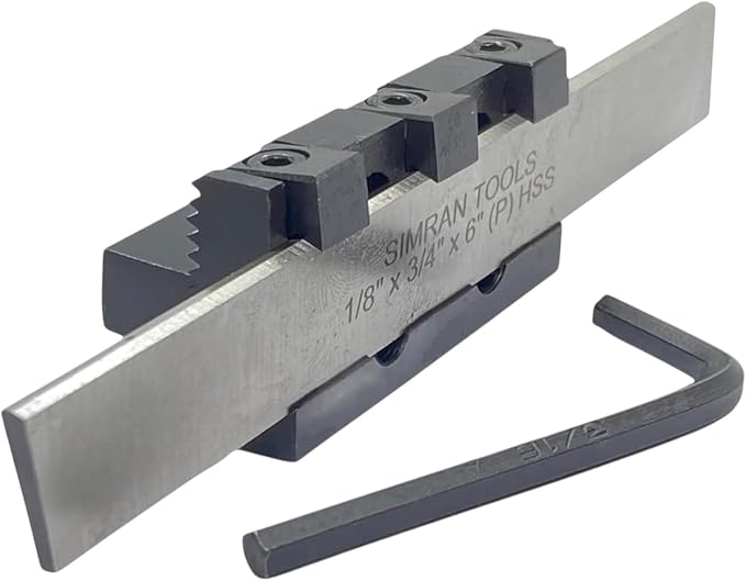 Lathe Adjustable Parting/Cut Off Tool Holder 12mm Shank with 3/4" (19mm) HSS Blade – Height Adjustable Centre Lathe Parting Tool for Precision Cutting