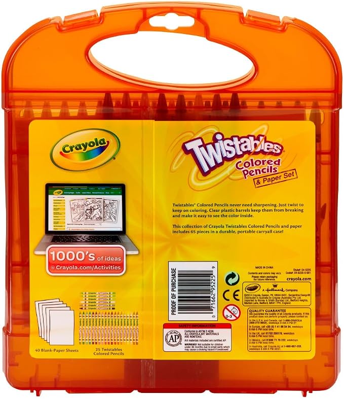 Crayola Twistables Colored Pencils Set 65 pieces (25 pencils + 40 paper sheets), Kids Drawing Kit, Portable Art Case, Kids Colored Pencils, Coloring Supplies, Gifts. | Portable Art Case, Kids Colored Pencils, Coloring Supplies, Gifts