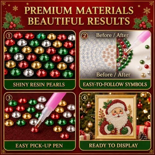 Christmas Diamond Art Kits for Adults,Pearl Art Kits for Adults(8in 1 Pcs)