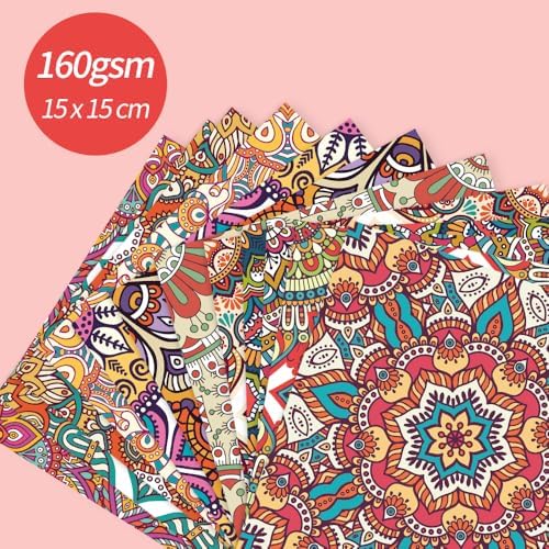 6x6" Cardstock Single Sided Scrapbooking,Craft Decorative Scrap Book Paper | 160gsm,24-Sheet 12Patterns Colored Paper,Junk Journal Supplies,Vivid Origami Papers DIY Craft Gift Wrapping Album.Datura