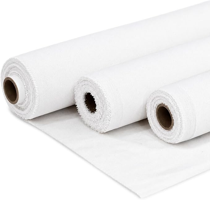 Barcelonetta | Canvas Fabric | Cotton Duck | Lightweight | White 4oz | 60'' Wide | Arts & Crafts, Backings, Covers, Placemats (50 Yard Roll)