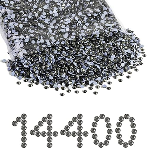 Beadsland Hotfix Rhinestones Bulk, Black Diamond, SS8, 14400pcs
