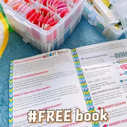 Athena’s Elements 4 Tiers Embroidery Floss Thread Kit, Including 210 Colors Cross Stitch Sewing Thread with Embroidery Accessories, with Making Book Guide, Storage Organizer Box