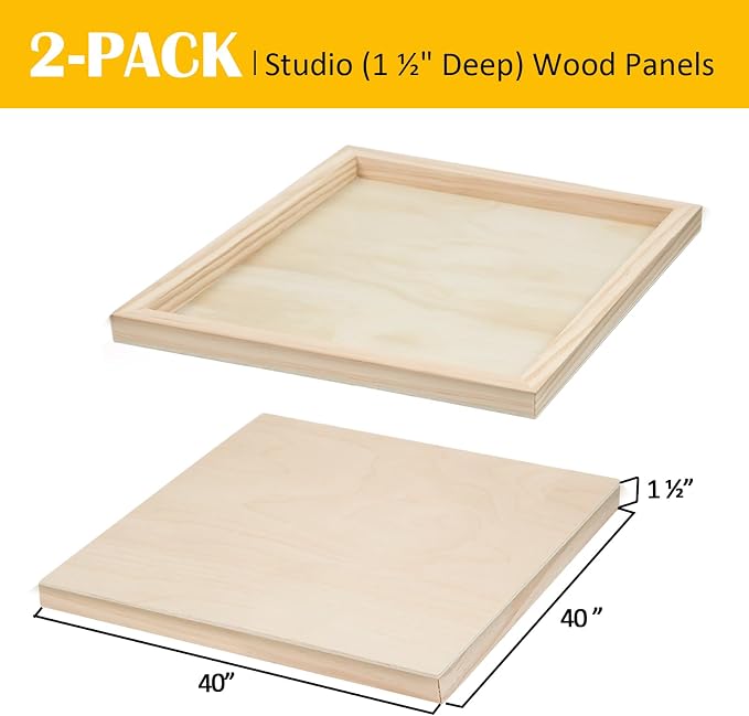 Falling in Art 2 Pack 40x40'' Unfinished Gallery Birch Wood Canvas Panels