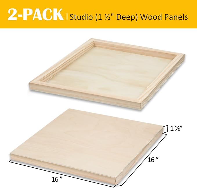 Falling in Art 2 Pack 16x16'' Unfinished Gallery Birch Wood Canvas Panels