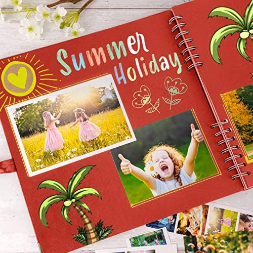 Bstorify Square Scrapbook Photo Albums 80 Pages (11 x 11 Inch) Red | Hardcover with Thick 200 GSM Kraft Paper, Ideal for Your Scrapbooking Albums, Art & Craft Projects (Red, 11 x 11 Inch)
