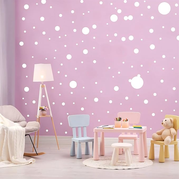 Zonon 264 Pcs White Polka Dot Wall Decals, Circle Vinyl Stickers