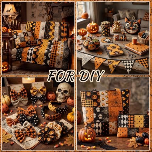 HunnmingRe 20 Pcs 10''x10'' Vintage Halloween Quilting Fabric Squares