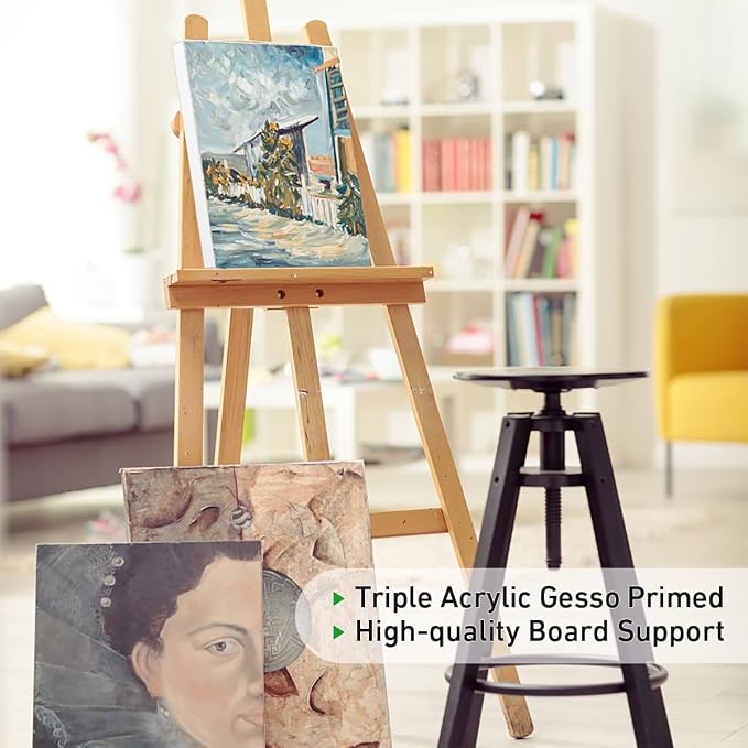 GOTIDEAL Stretched Canvas, 16x20 Inch Set of 5, Primed White | 100% Cotton Artist Canvas Boards for Painting, Acrylic Pouring, Oil Paint Dry & Wet Art Media