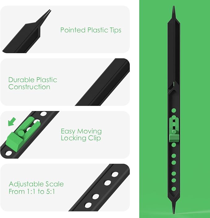 Proportional Divider Artist Drawing Tool, 10" Scale Divider for Artists, Drawing Students, Architects, Designers with Protective Leather Sleeve, Pantograph Drawing Tool - Art Supplies & Drafting Tools