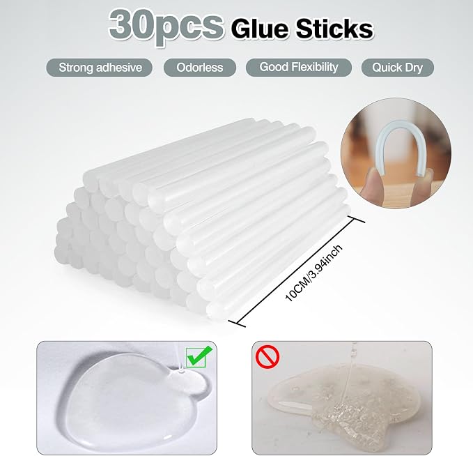 SHJADE Hot Glue Gun with 30 Glue Sticks, 20W Mini Hot Melt Gun Kit(Grey)