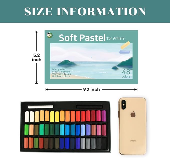 HA SHI Soft Chalk Pastels, 48 colors with additional 2pcs, Non Toxic Art Supplies, Drawing Media for Artist Stick Pastel for Professional, Beauty Nail Art, Pan Chalk Pastels