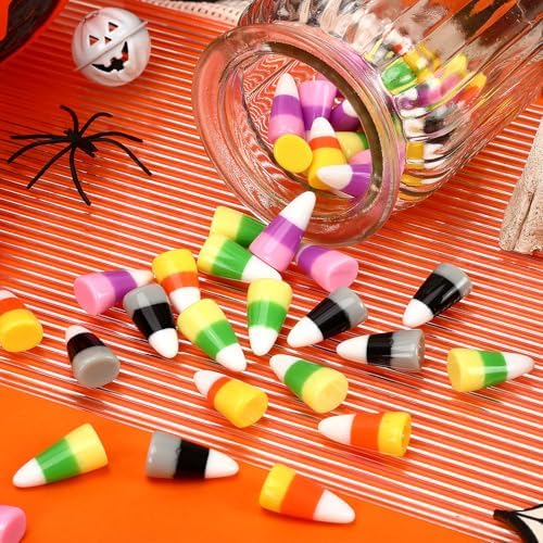JUNEBRUSHS 50 Pcs Halloween Resin Corn for Halloween Party Crafts Decorations