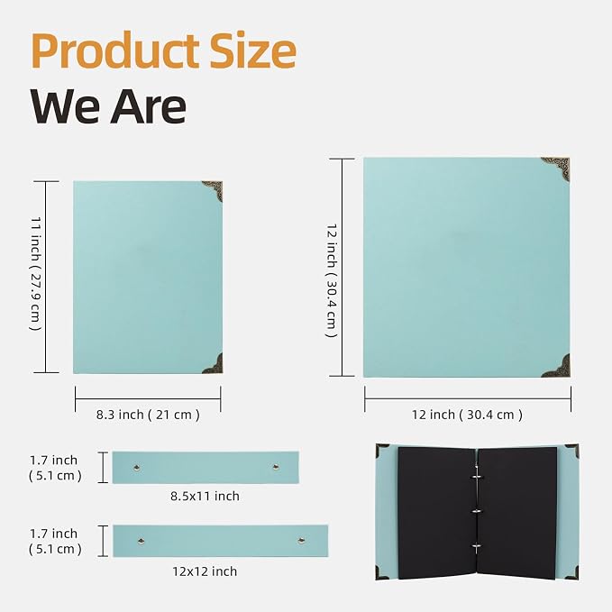 Vienrose DIY Scrapbook Photo Album Kit,12x12 Inch,60 Pages,Light Green | Handmade book, personalised photos DIY albums, suitable for lovers, friends, children, gifts, weddings, birthdays