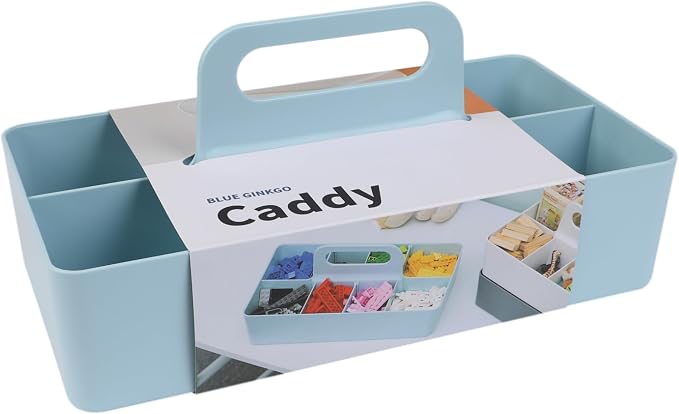 BLUE GINKGO Stackable Organizer Caddy, Long, Blue, Made in Korea