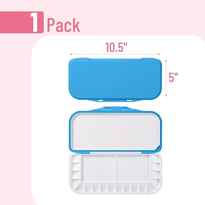 Mr. Pen- Airtight Watercolor Palette with Lid, 18 Wells & 2 Mixing Areas (Pack of 2)